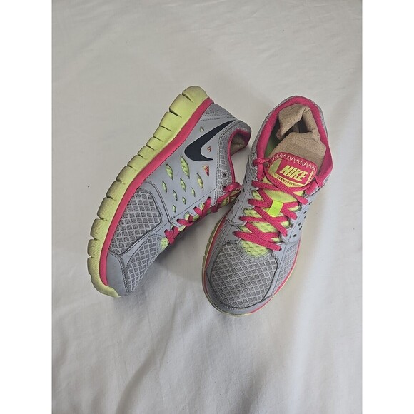 Nike‎ Flex Fitsole 580440-015 Pink/Gray/Neon Running Sneakers Women’s US Size 6 - Picture 2 of 7